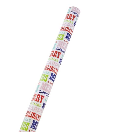 JAM Paper Colorful Merry Christmas Gift Wrap